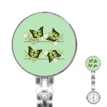 Four green butterflies Stainless Steel Nurses Watch Front