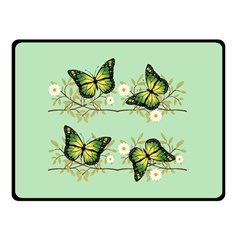 Four Green Butterflies Double Sided Fleece Blanket (small)  by linceazul