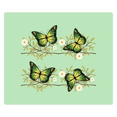 Four Green Butterflies Double Sided Flano Blanket (small)  by linceazul