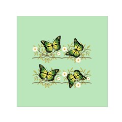 Four Green Butterflies Small Satin Scarf (square)  by linceazul