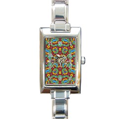 Geometric Multicolored Print Rectangle Italian Charm Watch by dflcprints