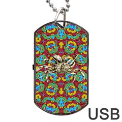 Geometric Multicolored Print Dog Tag Usb Flash (one Side) by dflcprints