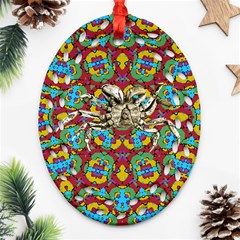 Geometric Multicolored Print Oval Filigree Ornament (two Sides) by dflcprints