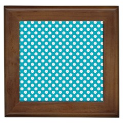 Sleeping Kitties Polka Dots Teal Framed Tiles