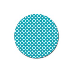 Sleeping Kitties Polka Dots Teal Magnet 3  (round) by emilyzragz