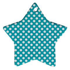 Sleeping Kitties Polka Dots Teal Star Ornament (two Sides) by emilyzragz