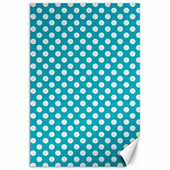 Sleeping Kitties Polka Dots Teal Canvas 24  X 36 