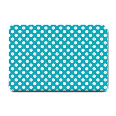 Sleeping Kitties Polka Dots Teal Small Doormat  by emilyzragz