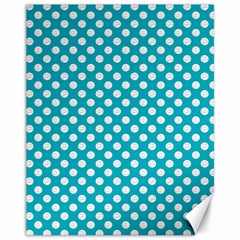 Sleeping Kitties Polka Dots Teal Canvas 11  X 14   by emilyzragz