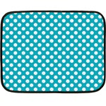 Sleeping Kitties Polka Dots Teal Fleece Blanket (Mini) 35 x27  Blanket