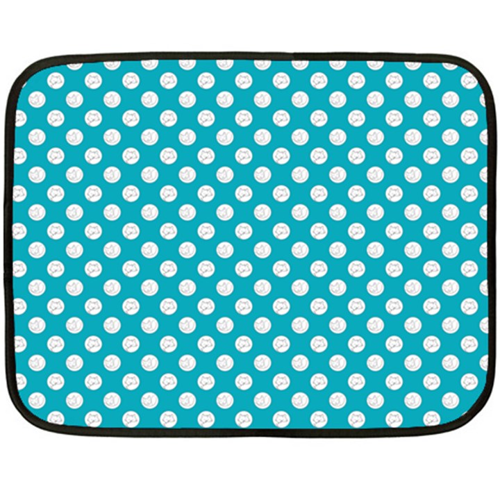 Sleeping Kitties Polka Dots Teal Fleece Blanket (Mini)