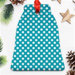 Sleeping Kitties Polka Dots Teal Ornament (Bell) Front