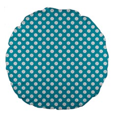 Sleeping Kitties Polka Dots Teal Large 18  Premium Round Cushions