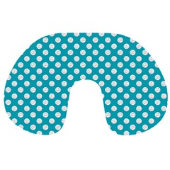 Sleeping Kitties Polka Dots Teal Travel Neck Pillows by emilyzragz