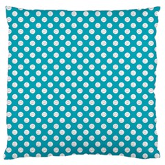 Sleeping Kitties Polka Dots Teal Large Flano Cushion Case (two Sides) by emilyzragz