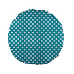 Sleeping Kitties Polka Dots Teal Standard 15  Premium Flano Round Cushions by emilyzragz