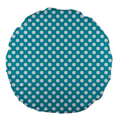 Sleeping Kitties Polka Dots Teal Large 18  Premium Flano Round Cushions