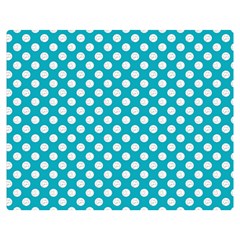 Sleeping Kitties Polka Dots Teal Double Sided Flano Blanket (medium)  by emilyzragz