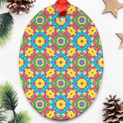 Geometric Multicolored Print Ornament (oval) by dflcprints