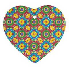 Geometric Multicolored Print Ornament (heart) by dflcprints