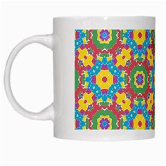 Geometric Multicolored Print White Mugs by dflcprints