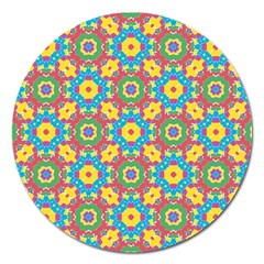 Geometric Multicolored Print Magnet 5  (round) by dflcprints