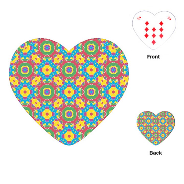 Geometric Multicolored Print Playing Cards (Heart) 