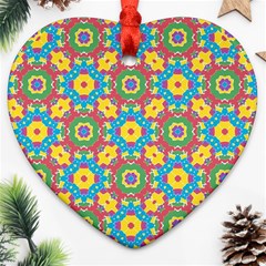 Geometric Multicolored Print Heart Ornament (two Sides) by dflcprints