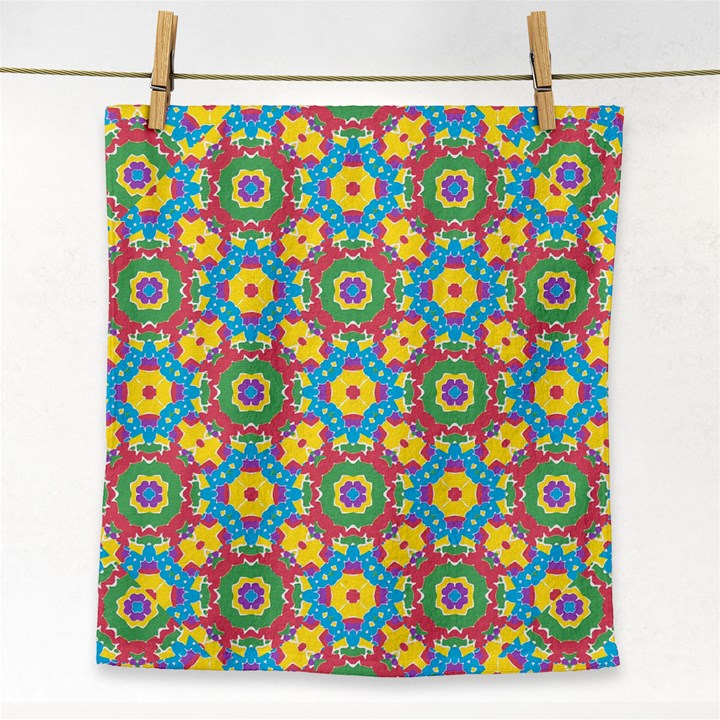 Geometric Multicolored Print Face Towel