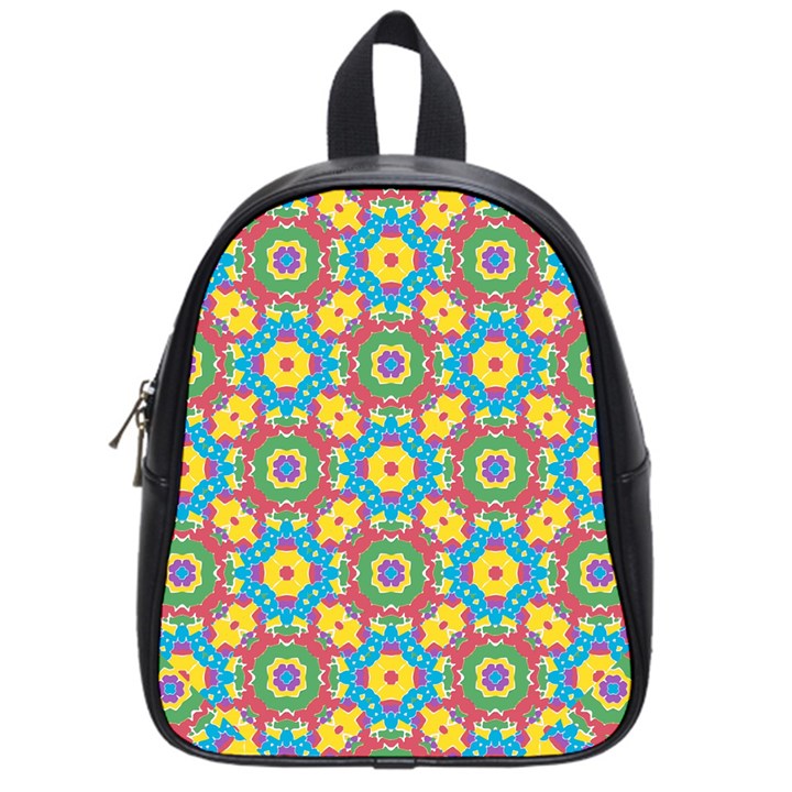 Geometric Multicolored Print School Bags (Small) 