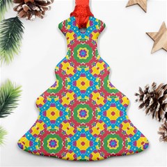 Geometric Multicolored Print Christmas Tree Ornament (two Sides) by dflcprints