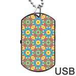 Geometric Multicolored Print Dog Tag USB Flash (One Side) Front