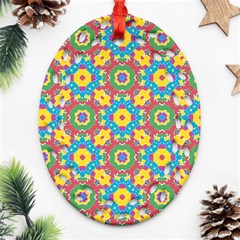 Geometric Multicolored Print Ornament (oval Filigree) by dflcprints