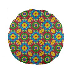 Geometric Multicolored Print Standard 15  Premium Round Cushions by dflcprints