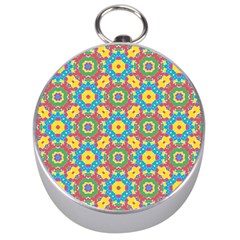 Geometric Multicolored Print Silver Compasses by dflcprints