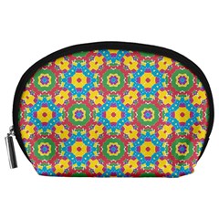 Geometric Multicolored Print Accessory Pouches (large)  by dflcprints