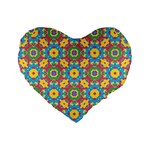 Geometric Multicolored Print Standard 16  Premium Flano Heart Shape Cushions Front