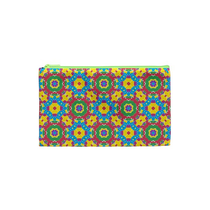 Geometric Multicolored Print Cosmetic Bag (XS)