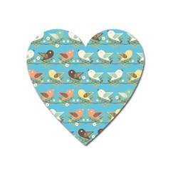 Assorted Birds Pattern Heart Magnet by linceazul