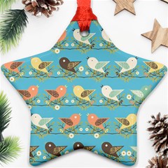 Assorted Birds Pattern Star Ornament (two Sides) by linceazul