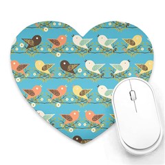 Assorted Birds Pattern Heart Mousepads by linceazul