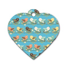 Assorted Birds Pattern Dog Tag Heart (one Side) by linceazul