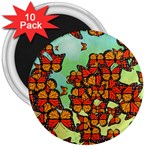 Monarch Butterflies 3  Magnets (10 pack)  Front