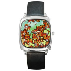 Monarch Butterflies Square Metal Watch by linceazul