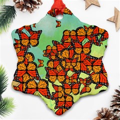 Monarch Butterflies Snowflake Ornament (two Sides) by linceazul