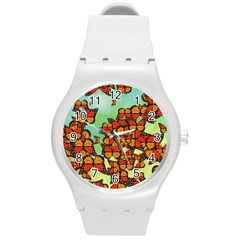 Monarch Butterflies Round Plastic Sport Watch (m) by linceazul