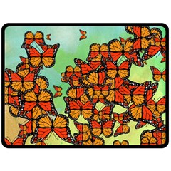 Monarch Butterflies Double Sided Fleece Blanket (large)  by linceazul