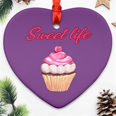 Sweet Life Heart Ornament (two Sides) by Valentinaart