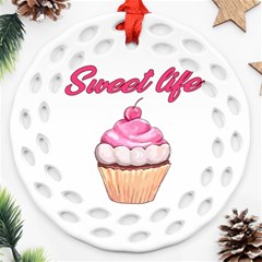 Sweet Life Round Filigree Ornament (two Sides)