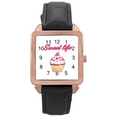 Sweet Life Rose Gold Leather Watch  by Valentinaart